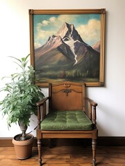 Vintage Mountain Scene: Majestic Mountaintop Overlooks on Canvas, Creating a Breathtaking Landscape Art