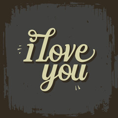 vector text i love you in vintage style, generative AI