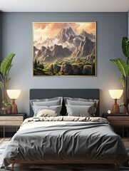 Majestic Mountaintop Overlooks Canvas: Vintage Art Print with Mountain Top View