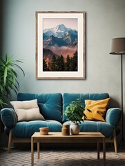 Majestic Mountaintop Overlooks Vintage Landscape: Captivating Mountain Art and Wall Print