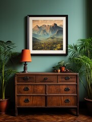 Majestic Mountaintop Overlooks Wall Art - High Peak Vintage Landscape Print