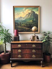 Majestic Overlook: Vintage Print of High Peak Landscape on Mountaintop � Wall Art