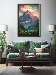 Majestic Mountaintop Overlooks Wall Art - Vintage Landscape Canvas with Stunning Mountain View