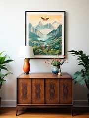 Vintage Mountain Print: Majestic Mountaintop Overlooks Wall Art and Landscape View