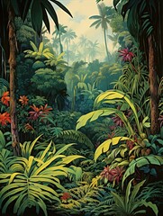 Tropical Rainforest Expeditions Print: Amazon Adventure - Vintage Painting