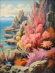 Vibrant Coral Reef Explorations: Vintage Art | Wall Canvas | Marine Life