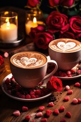 Romantic Coffee Moment - Heart Latte Art with Cozy Ambiance, Valentine's Day Concept