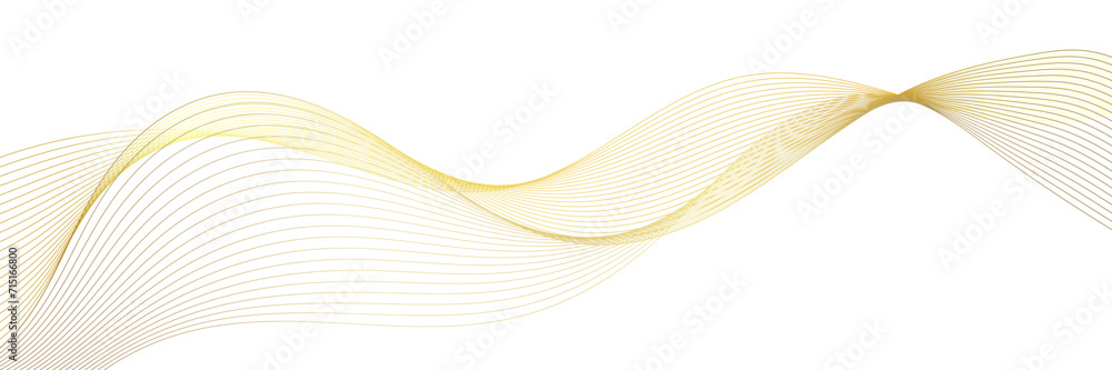 Aufkleber abstract wavy gold lines on transparent background