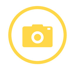 シンプルな黄色のカメラアイコン	
