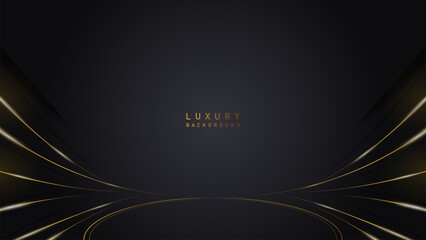 Abstract modern luxury gold line podium award in black background. Vector design