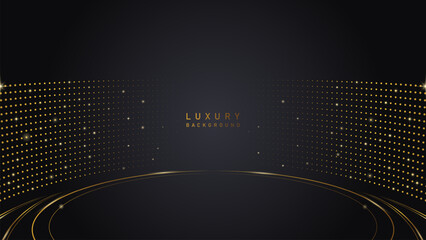 Luxury gold line award on black backdrop. Vector illustration background - obrazy, fototapety, plakaty