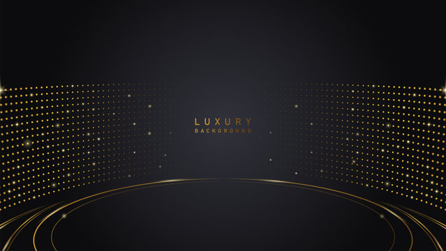 Luxury gold line award on black backdrop. Vector illustration background