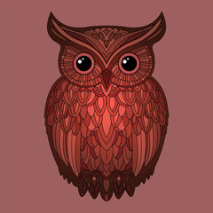 Colored detailed owl. And draw vector illustration