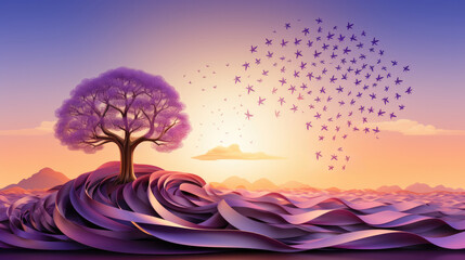 celiac awareness poster with purple ribbon.