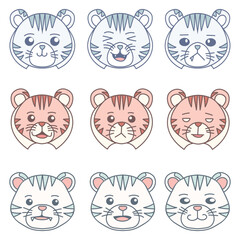 Fototapeta premium Set cute tiger vector illustration for your company or brand