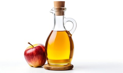 Apple vinegar in a glass bottle isolated on white background