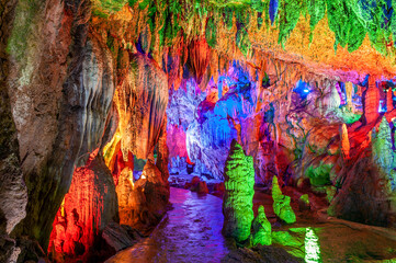 Jiuxiang Cave, located in the northwest of Yiliang County, Kunming, Yunnan Province, China, Jiuxiang Yi, Hui township.