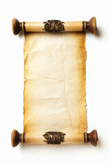 vintage parchment scroll isolated on white