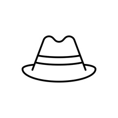 Fedora outline icons, minimalist vector illustration ,simple transparent graphic element .Isolated on white background