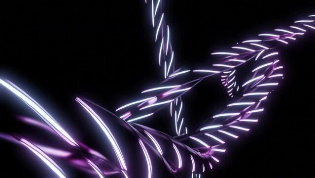 Tangling neon purple ropes. Design. Concept of internet connection.
