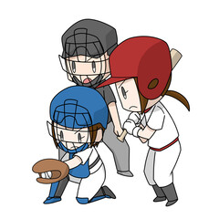野球のボール判定のイラスト・女子