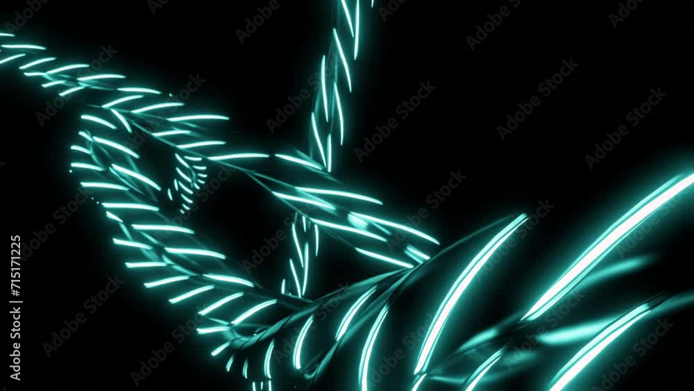 Poster abstract optical fiber lines on a black background. design. bright light neon blue signals quickly t
