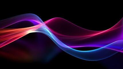 photo illustration of colorful neon lights on black, in the style of abstract form, elegant lines, smooth and curved lines. Generative AI.