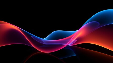photo illustration of colorful neon lights on black, in the style of abstract form, elegant lines, smooth and curved lines. Generative AI.