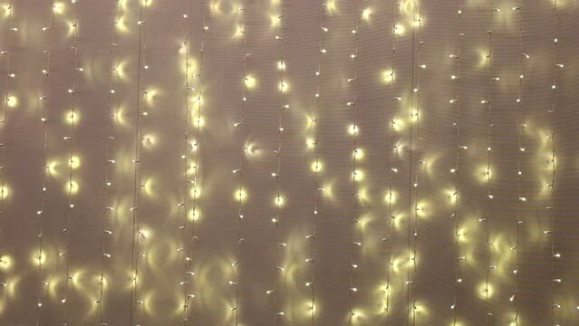 Blinking white string christmas ights indoors