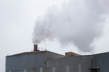 chimney releasing smoke, polluting the environment, climate change, global warming