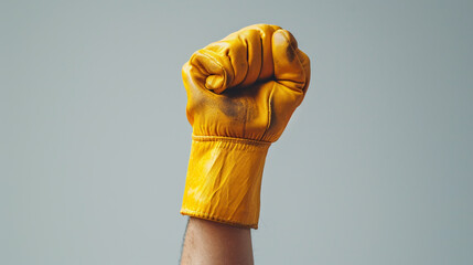 Close up fighting worker hand for labor day