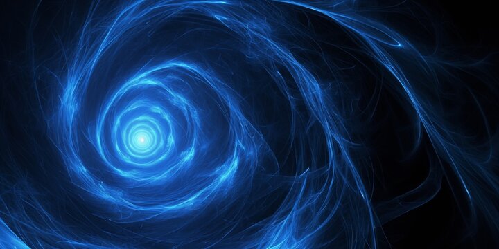 hypnotic spiral of electric blue and deep black, drawing the viewer into a captivating vortex