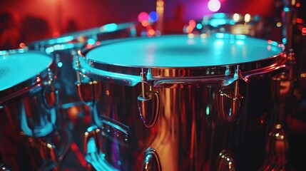 Precision and strength combine as the steel drums command attention with their dynamic rhythms - obrazy, fototapety, plakaty