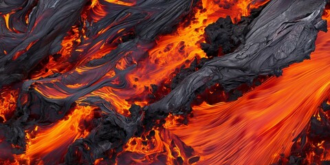 molten lava in fiery shades of red and orange