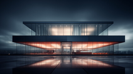 Photo of a modern office building with a sleek and minimalist design  - obrazy, fototapety, plakaty