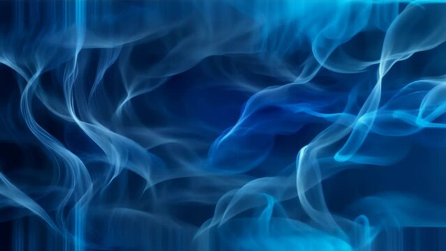 Delicate smoke wafting against a deep blue background, forming random shapes that express visual fluidity and lightness.
