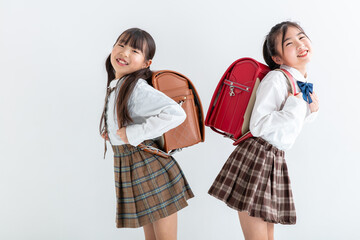 ランドセルを背負った小学生　school bag