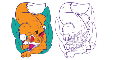 animal doodle illustration for coloring page drawing book