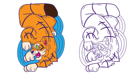 animal doodle illustration for coloring page drawing book