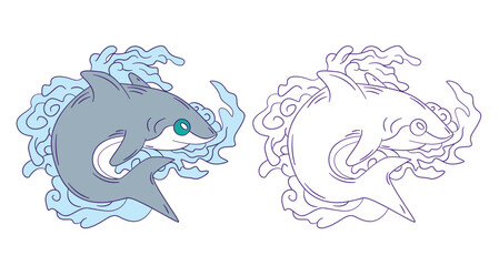 animal doodle illustration for coloring page drawing book