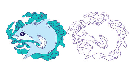 Obraz premium animal doodle illustration for coloring page drawing book