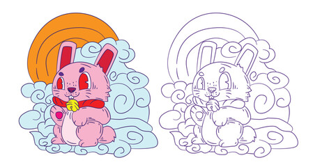 animal doodle illustration for coloring page drawing book