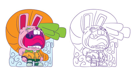 animal doodle illustration for coloring page drawing book