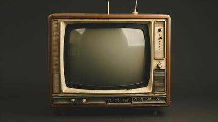Classic Vintage Television on Black Background