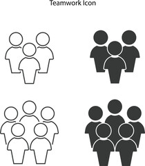 teamwork icon isolated on white background, line icon set and glyph icon, teamwork vector illustration.