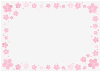 桜の花が美しい春の桜フレーム背景14薄色