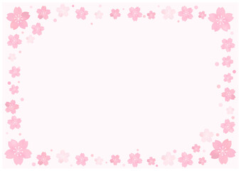 Fototapeta na wymiar 桜の花が美しい春の桜フレーム背景14薄桜色