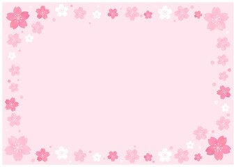 桜の花が美しい春の桜フレーム背景14桜色