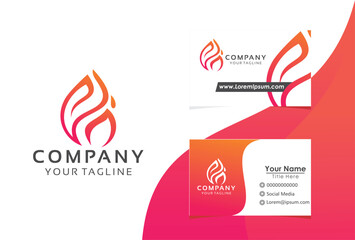 fire logo icon vector with business card concept