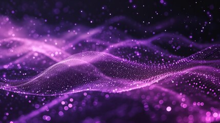 Fototapeta premium Purple Digital Wave with Particle Effect Background